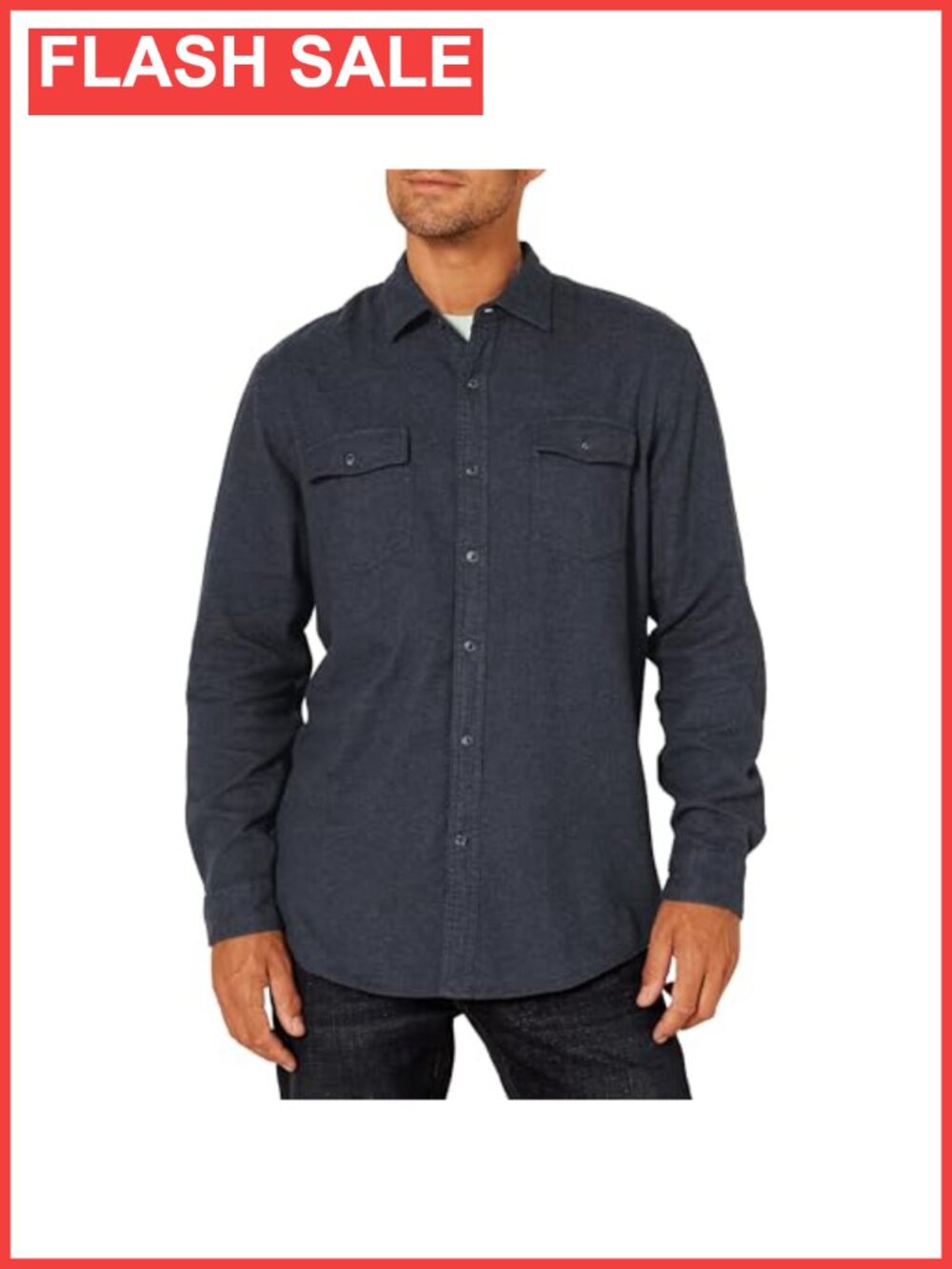 Men's Regular-Fit Long-Sleeve Cotton Flannel Casual Button-Down Shirt Two-Pocket
